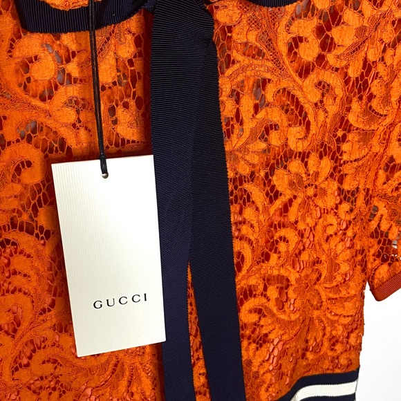 Gucci Classic Lace Dress Orange/Ochre SIZE 42 NWT - Picture 6 of 12